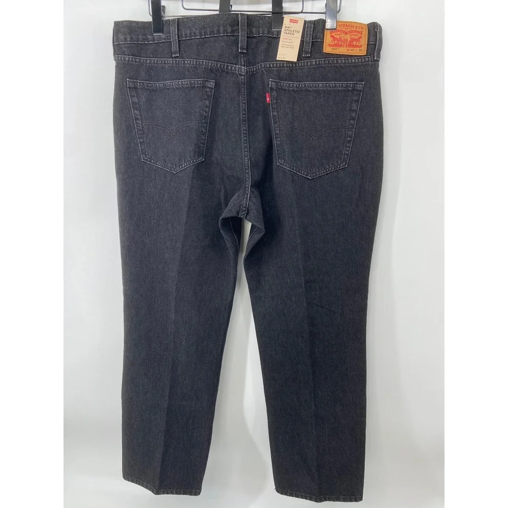 Levis 541 Jeans Men 40x30 Black Athletic Taper Workwear Reinforced Double Knee